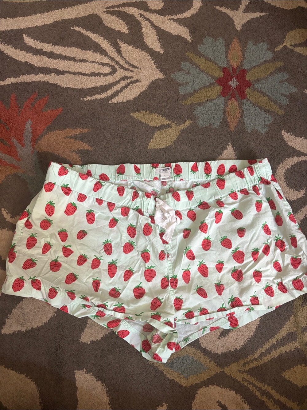 J. Crew Mint Strawberry Print Athletic Lounge Shorts - Red